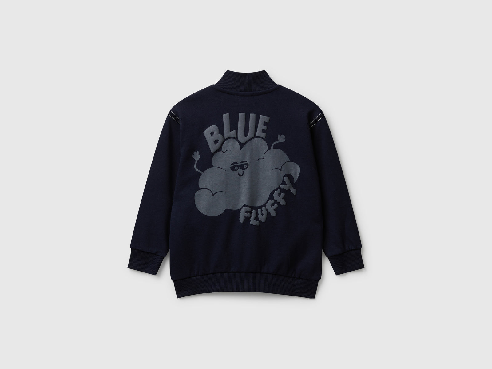 Felpa con zip e stampa spessorata da bimbo blu scuro 2 | Benetton Outlet