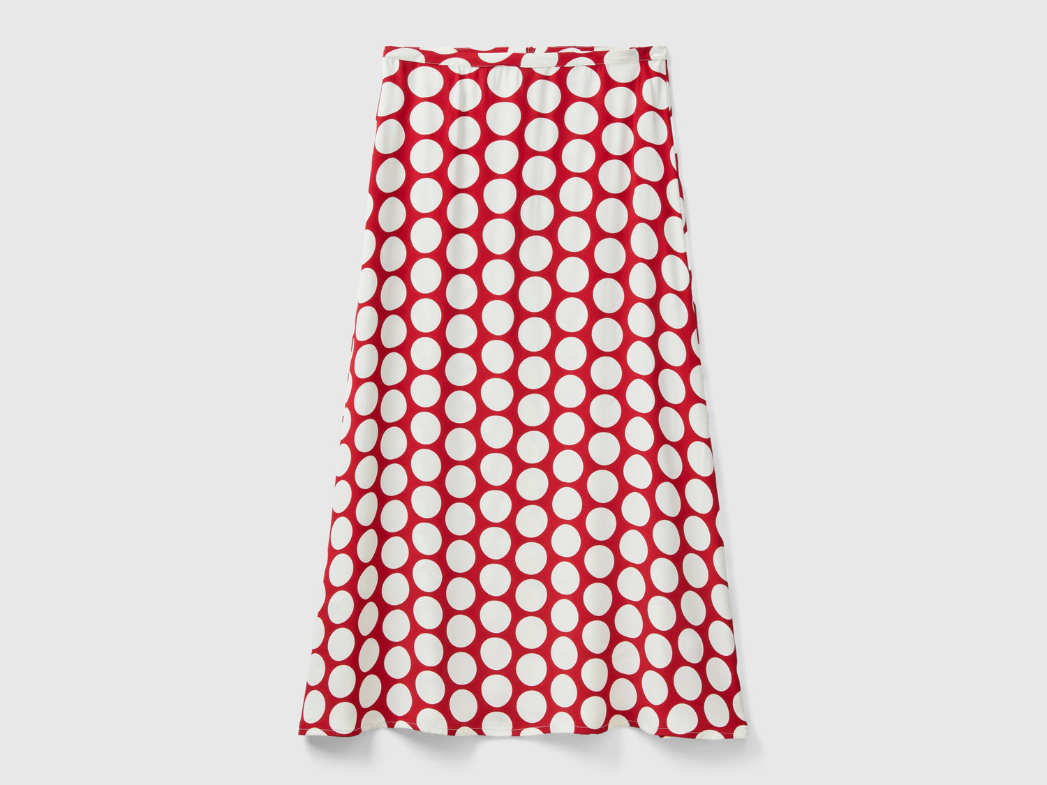 Gonna a pois in satin da donna rosso | Benetton Outlet