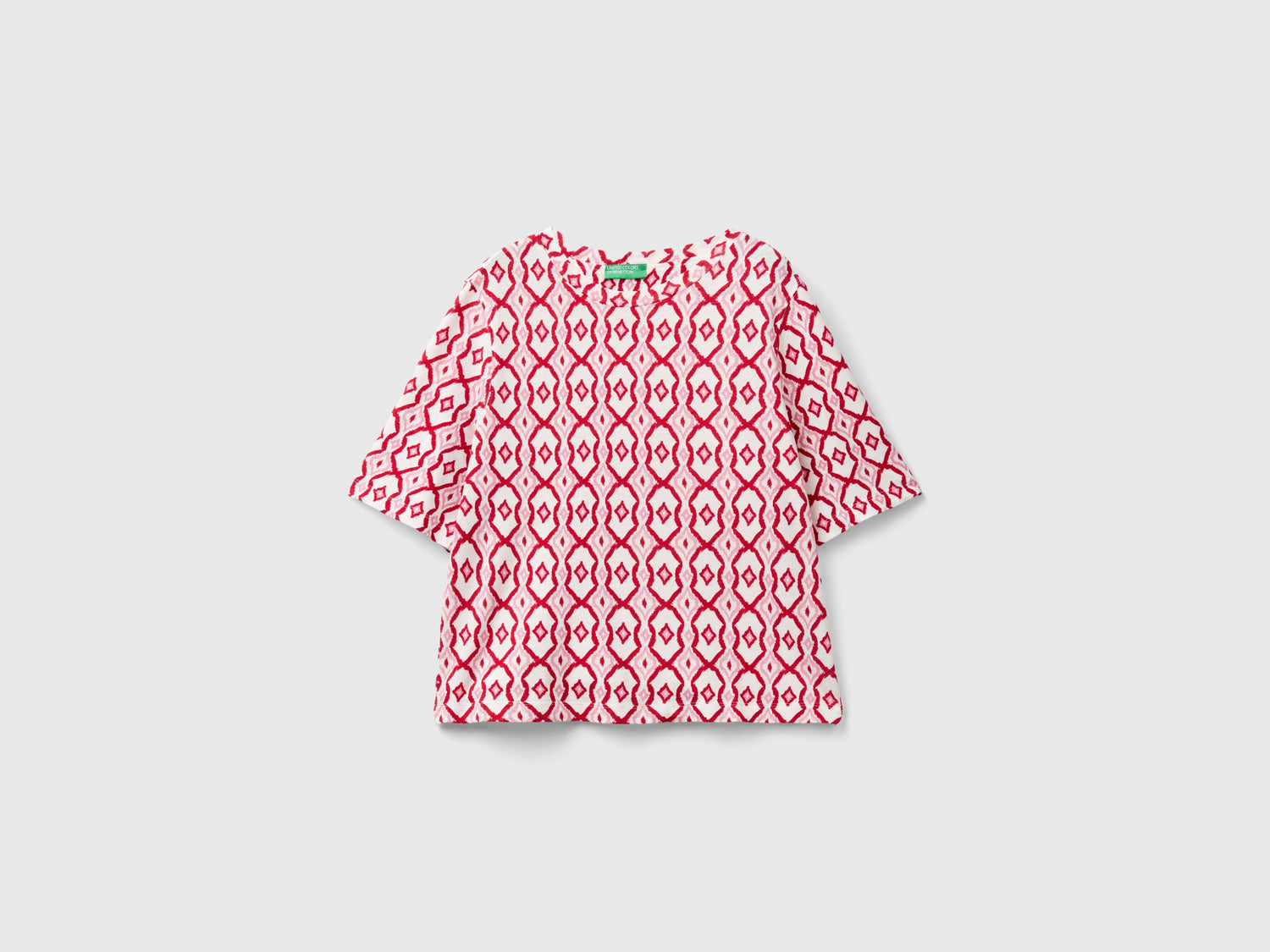 Maglietta con fantasia geometrica da donna ciclamino | Benetton Outlet