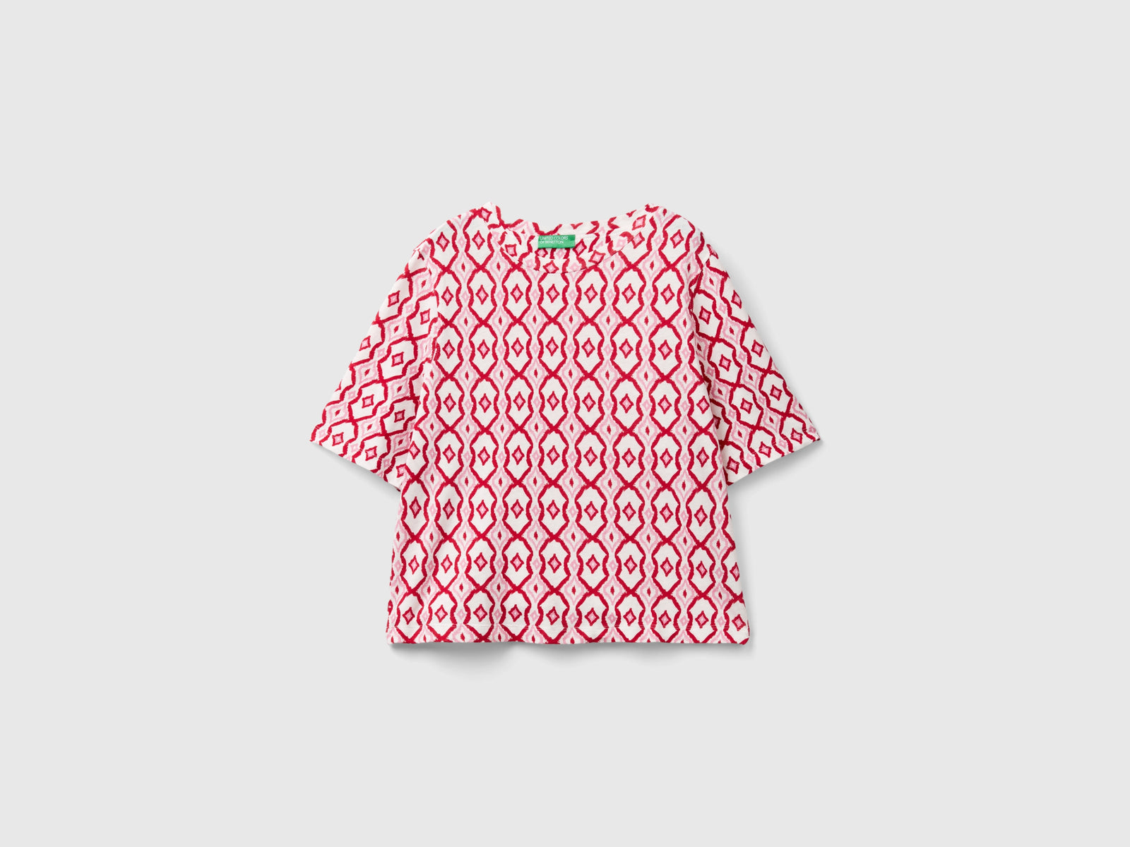 Maglietta con fantasia geometrica da donna ciclamino | Benetton Outlet