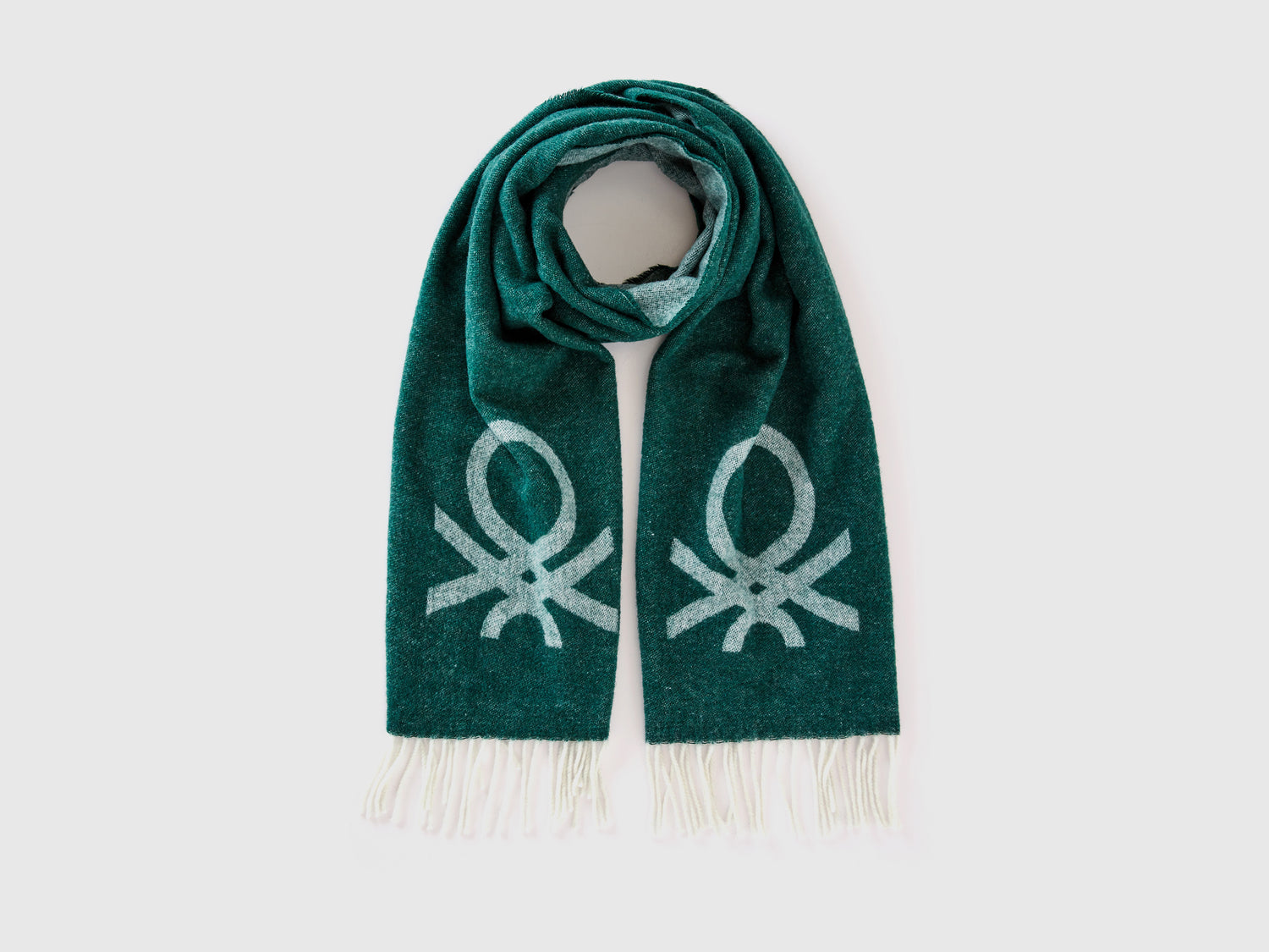 Sciarpa in misto lana e viscosa da uomo verde scuro | Benetton Outlet