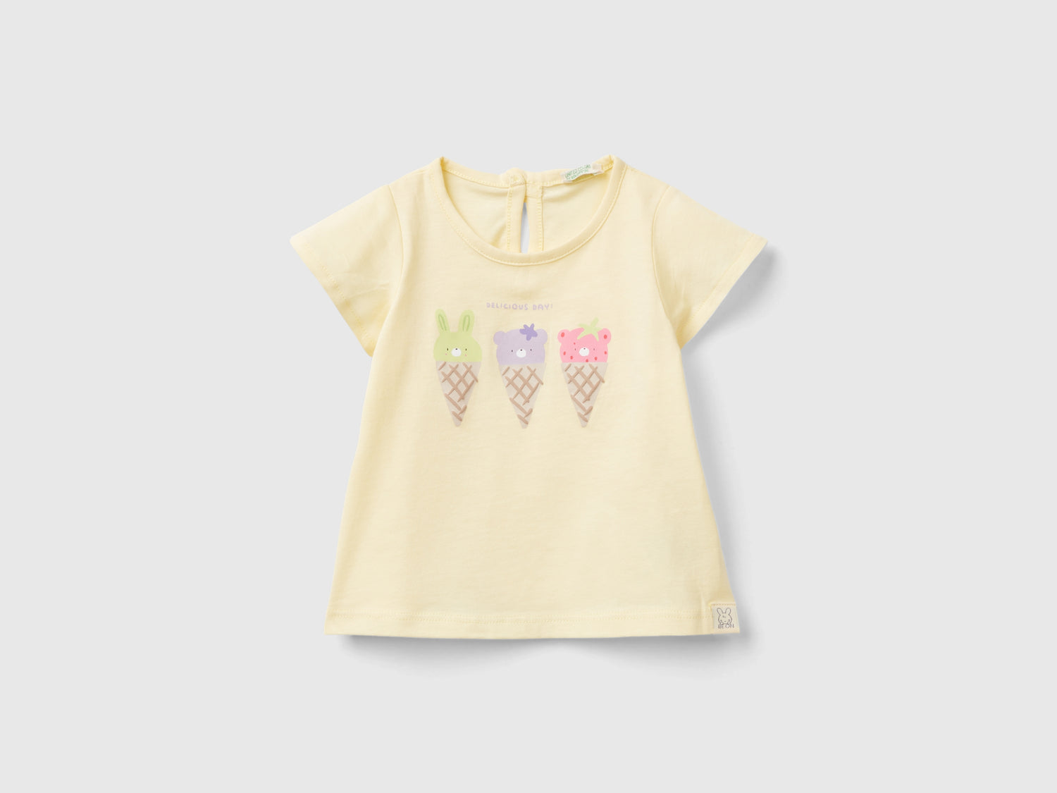 Maglietta in cotone bio da neonato giallo | Benetton Outlet