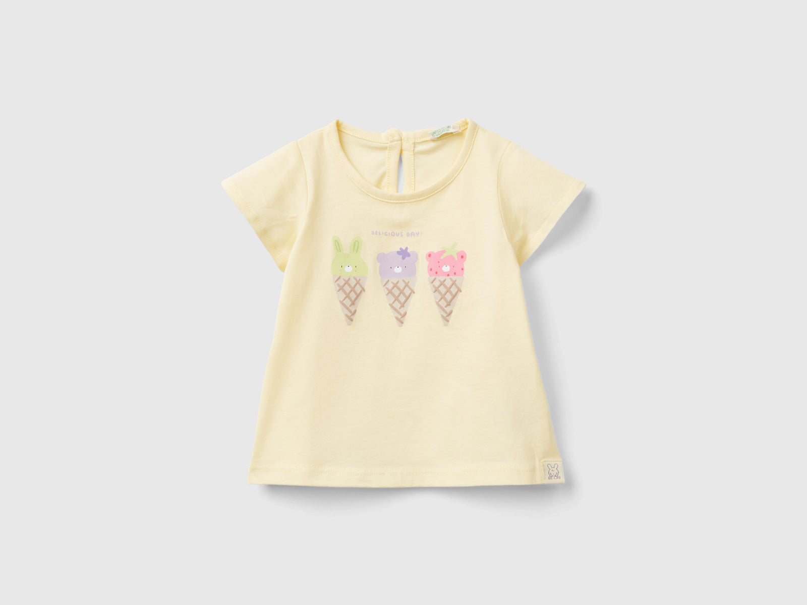 Maglietta in cotone bio da neonato giallo | Benetton Outlet