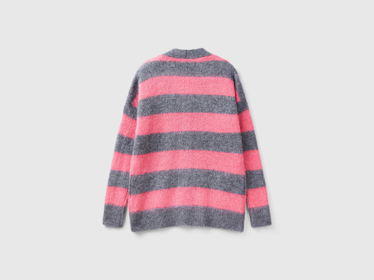Cardigan a righe in misto alpaca