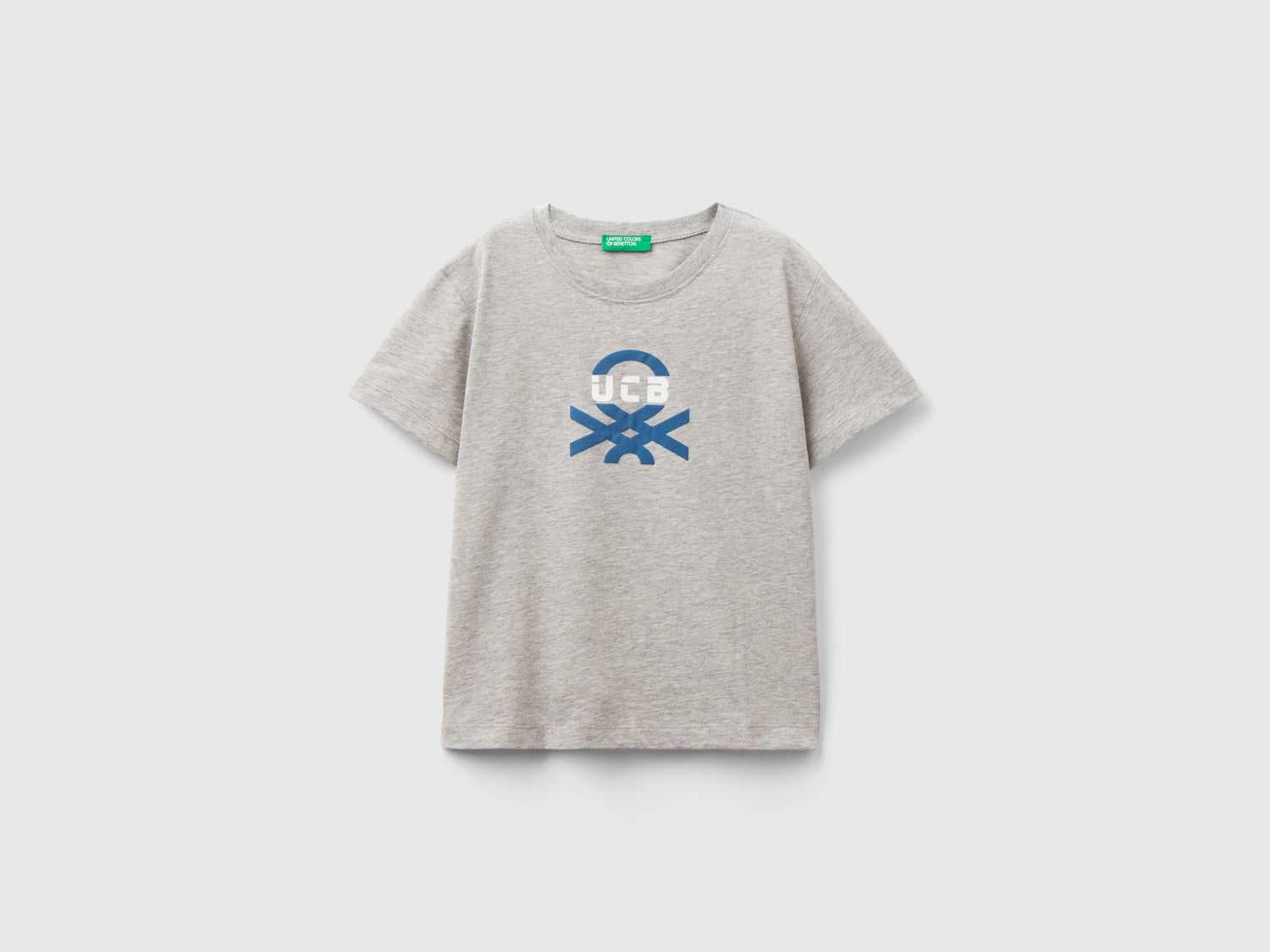 T-shirt 100% cotone bio con stampa da bimbo grigio chiaro | Benetton Outlet