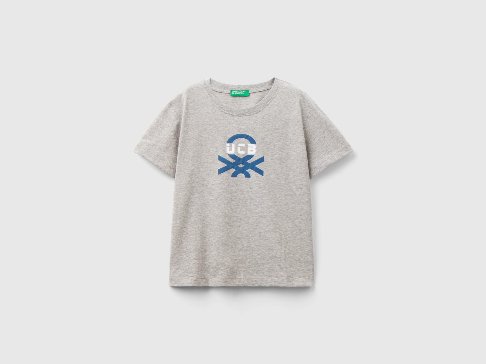 T-shirt 100% cotone bio con stampa da bimbo grigio chiaro | Benetton Outlet