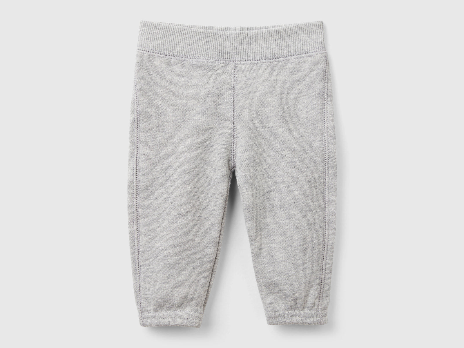 Pantaloni in felpa di cotone bio da neonato grigio chiaro | Benetton Outlet