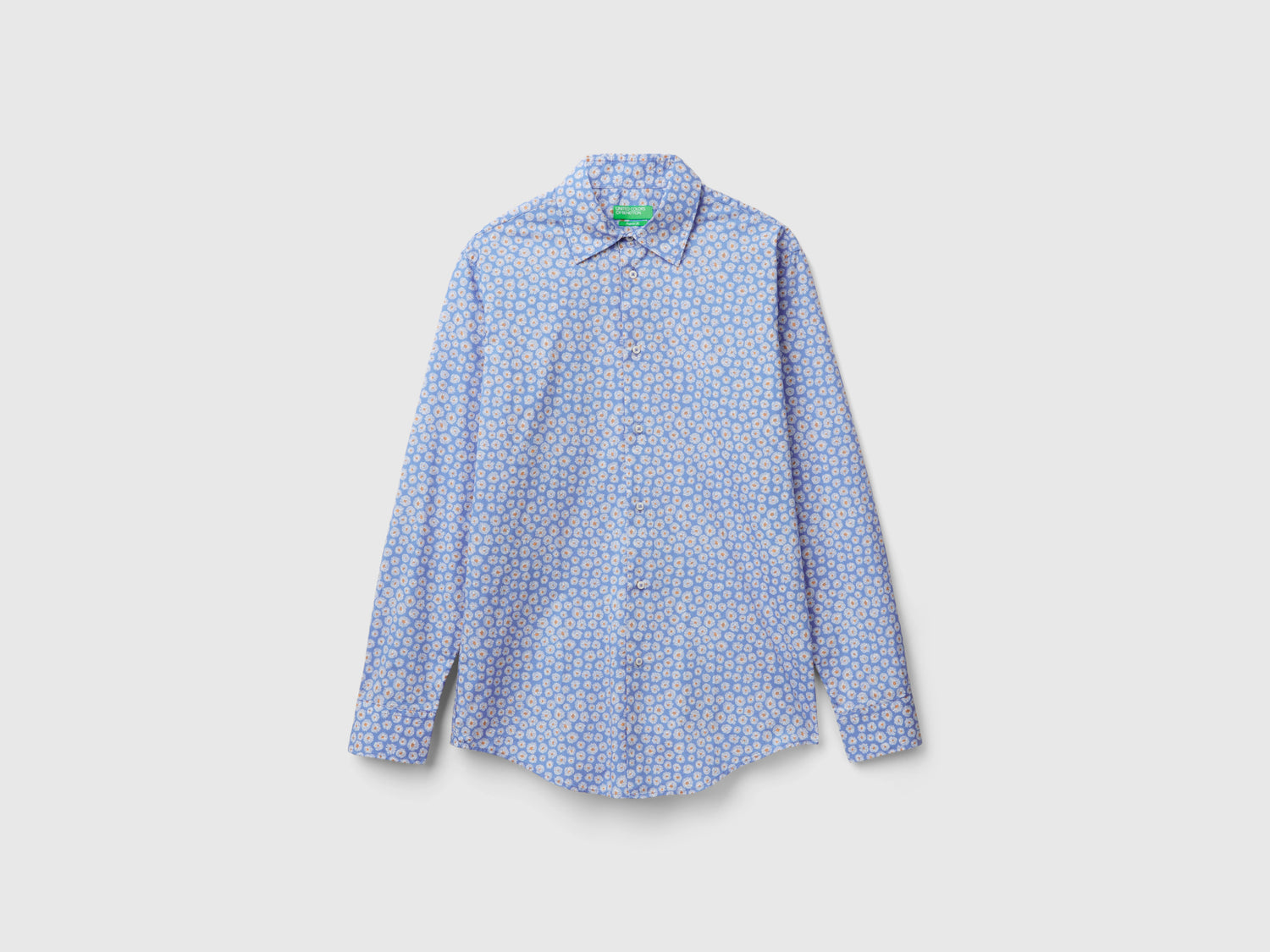 Camicia regular fit stampa fantasia da uomo azzurro | Benetton Outlet
