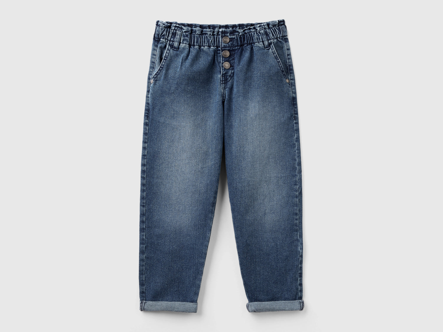 Jeans paperbag in denim da bambina blu | Benetton Outlet
