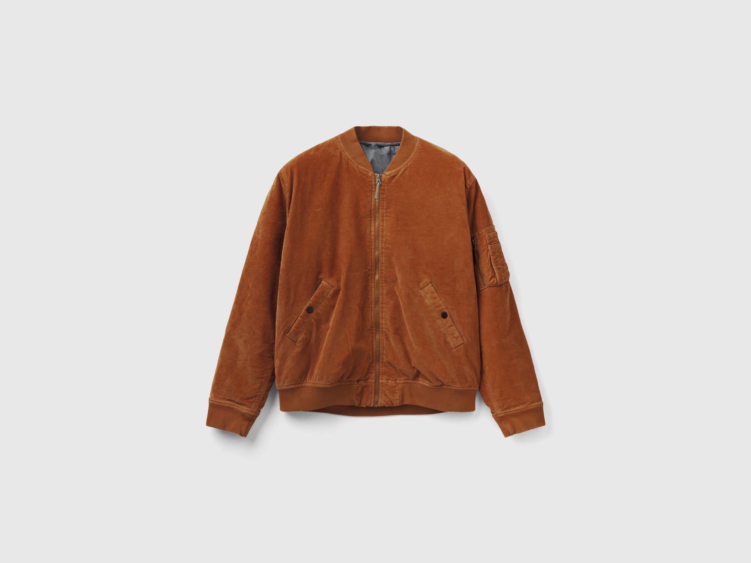 Bomber imbottito in velluto da uomo cammello | Benetton Outlet