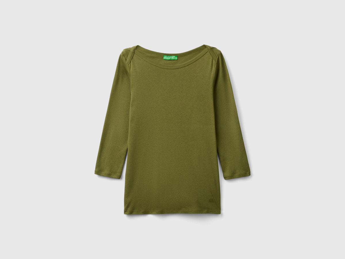 T-shirt con scollo a barchetta 100% cotone