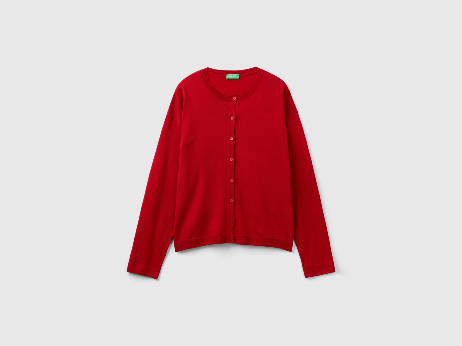 Cardigan girocollo con bottoni da donna rosso | Benetton Outlet