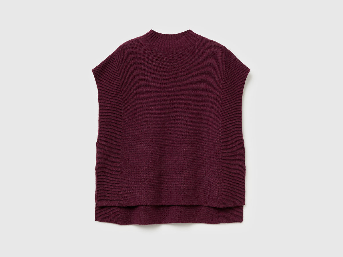 Gilet lupetto in misto lana