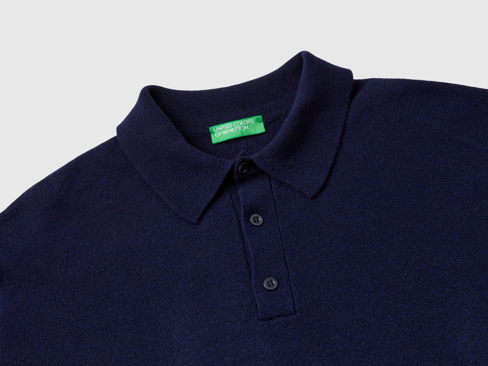 Polo blu notte in pura lana Merino da uomo blu scuro 3 | Benetton Outlet