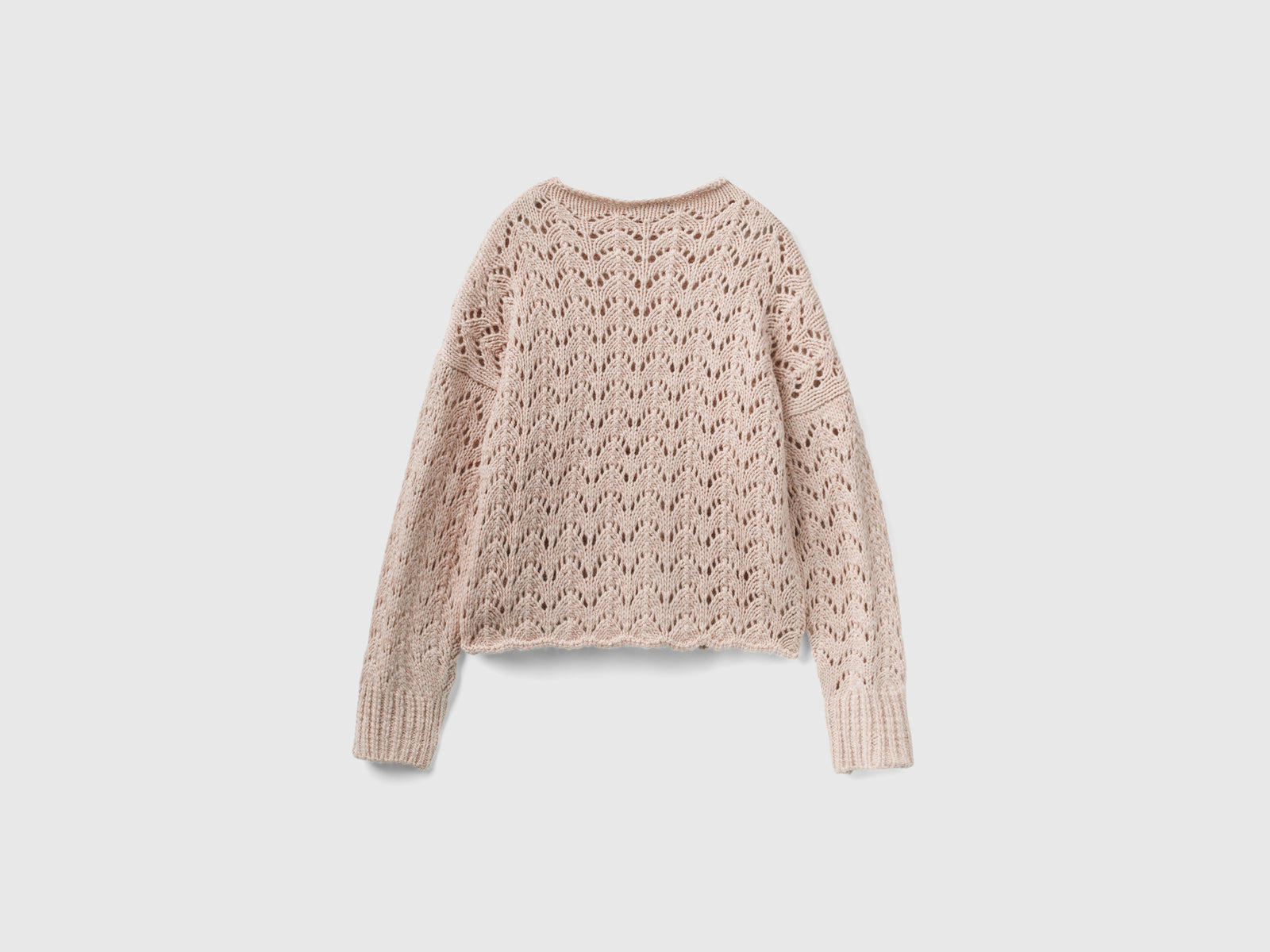 Maglia effetto uncinetto da donna rosa tenue 2 | Benetton Outlet