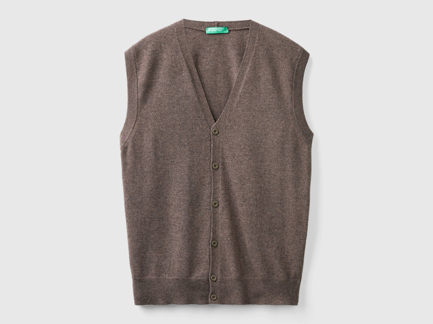 Gilet marrone in pura lana Merino da uomo marrone scuro | Benetton Outlet
