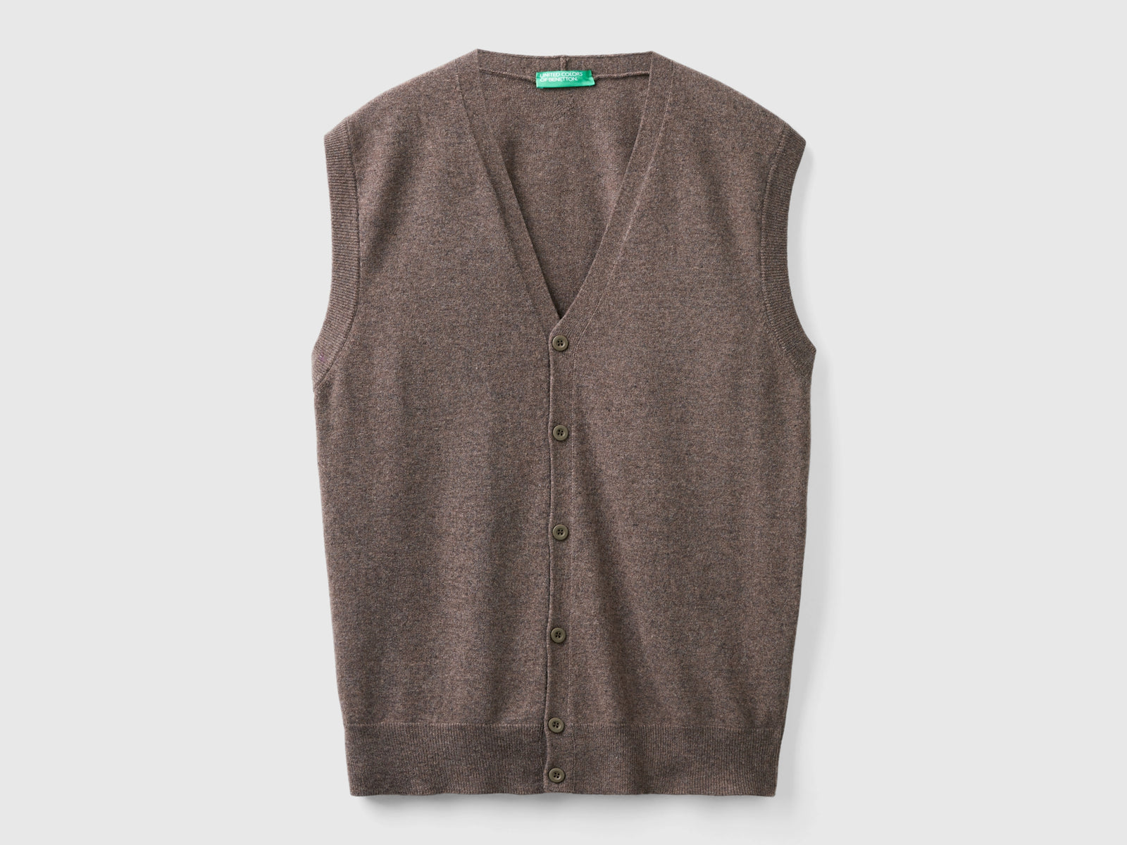 Gilet marrone in pura lana Merino da uomo marrone scuro | Benetton Outlet