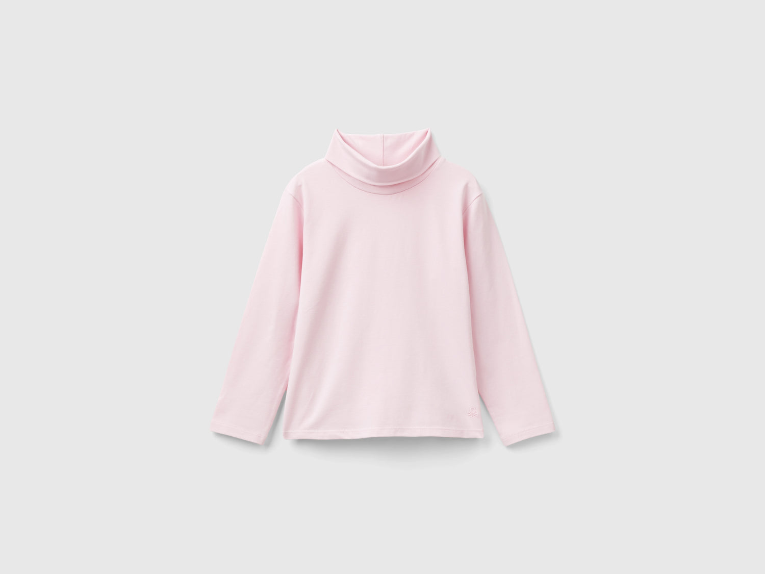 T-shirt lupetto in cotone stretch da bimba rosa | Benetton Outlet