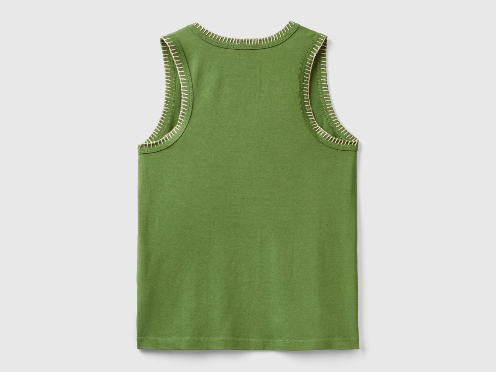 Canotta girocollo in cotone da donna verde militare 2 | Benetton Outlet