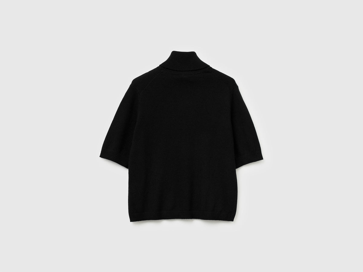 Dolcevita a manica corta in misto cashmere