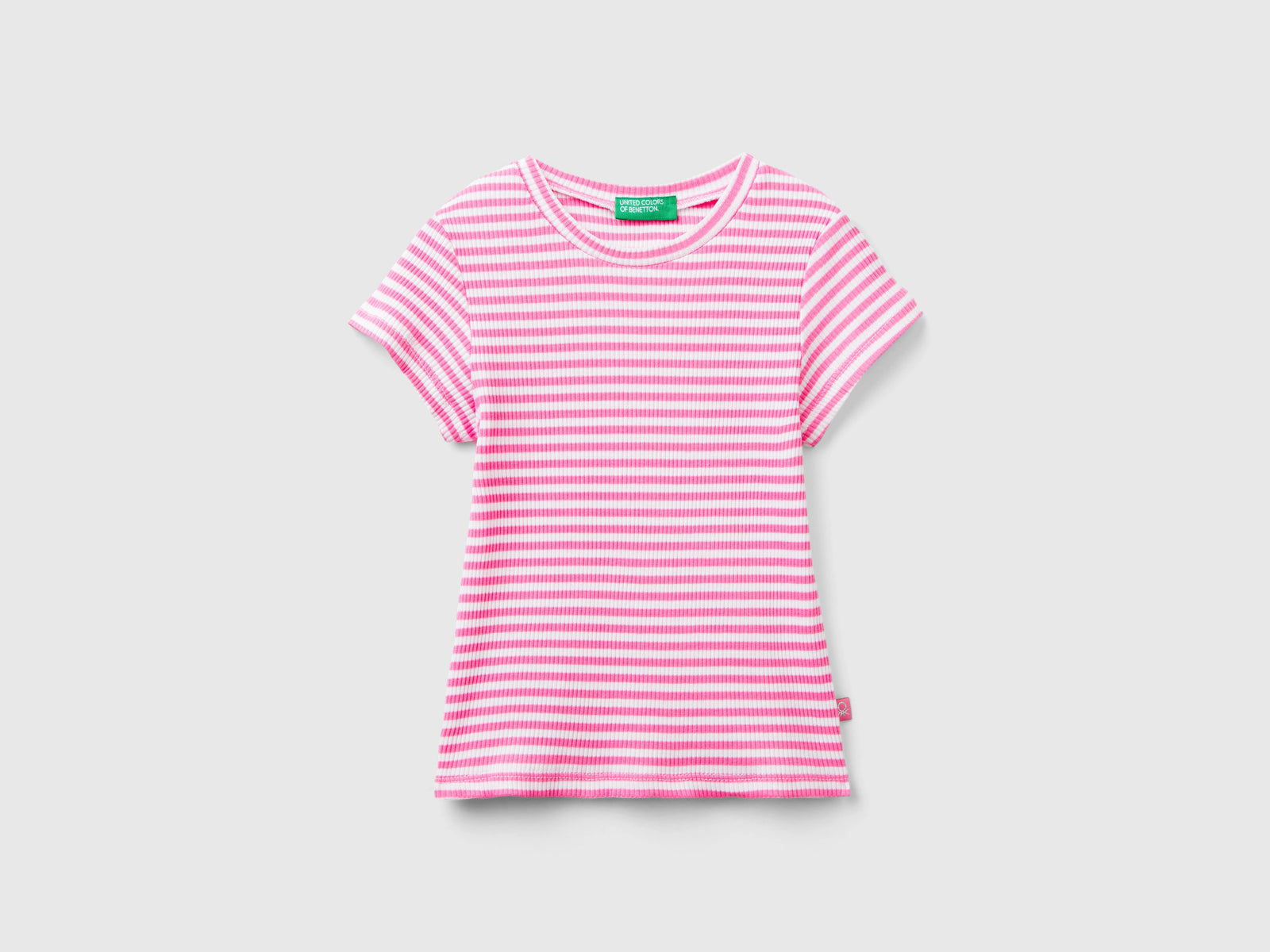 Maglietta slim fit a righe da bimba multi-color | Benetton Outlet