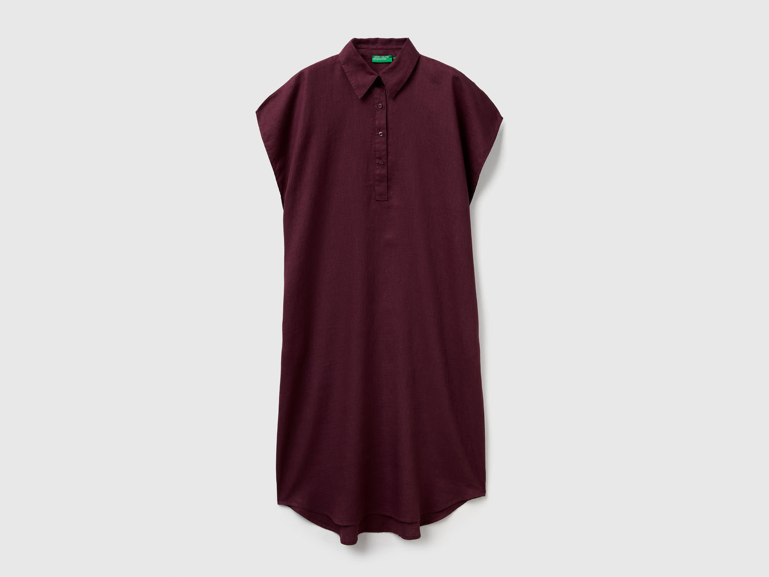 Abito midi in puro lino da donna prugna | Benetton Outlet