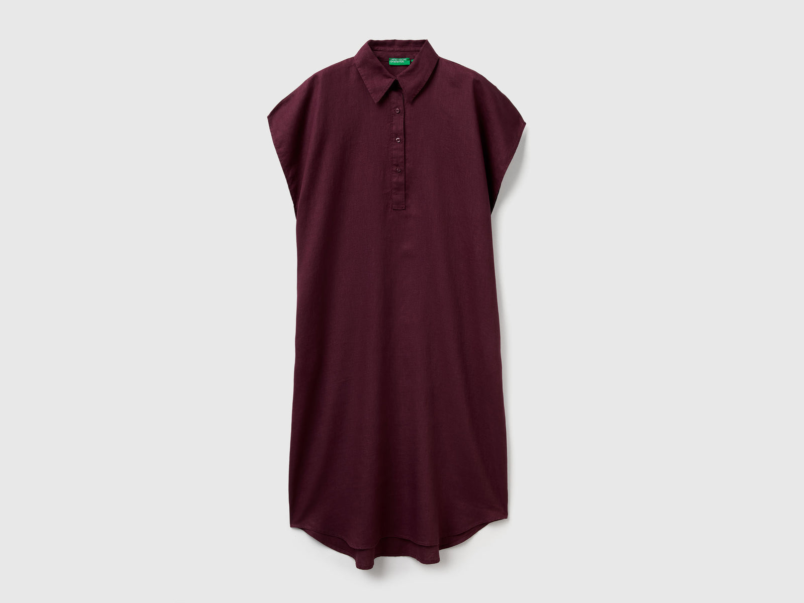 Abito midi in puro lino da donna prugna | Benetton Outlet