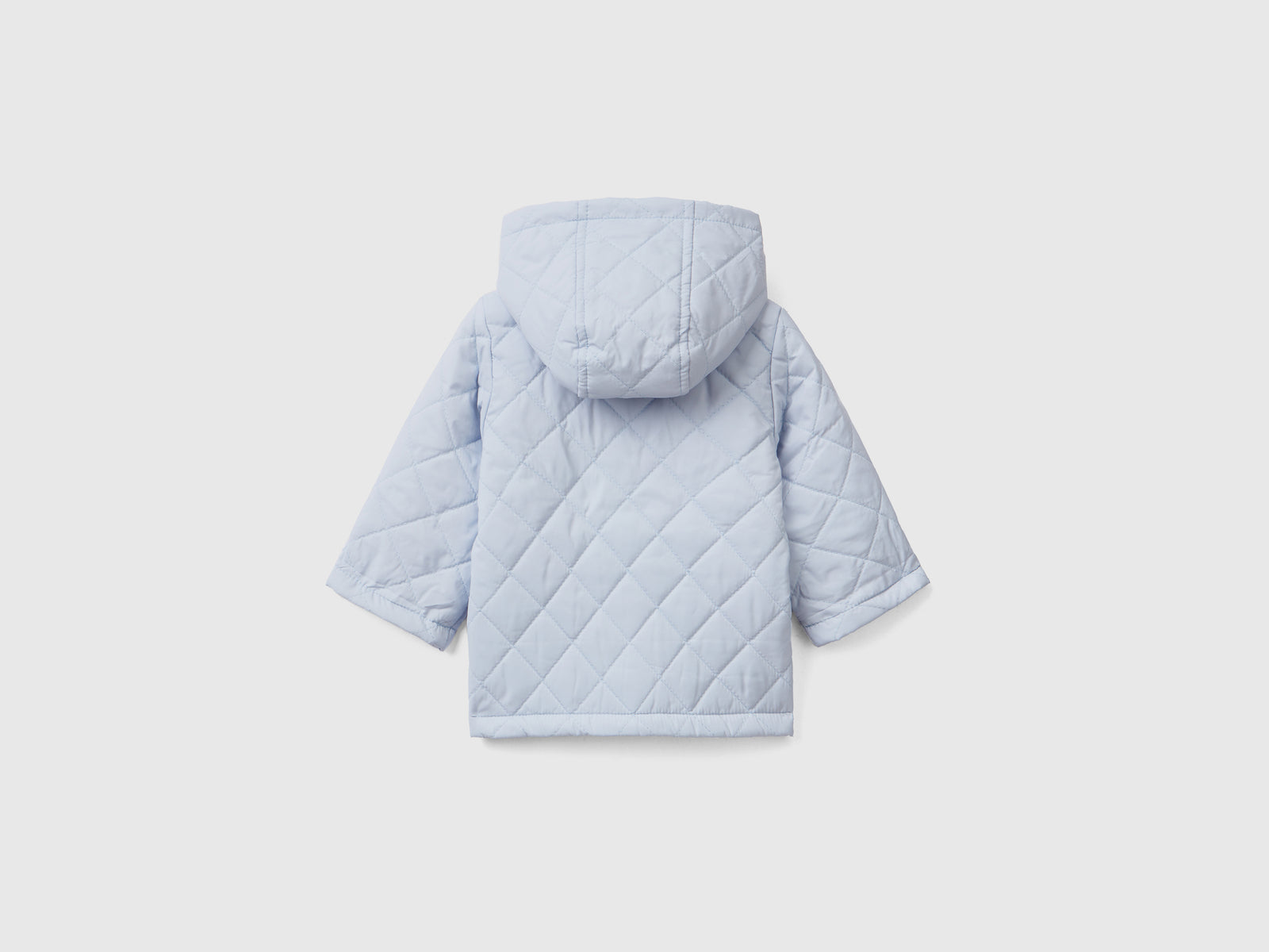 Giubbino trapuntato con cappuccio da neonato celeste 2 | Benetton Outlet