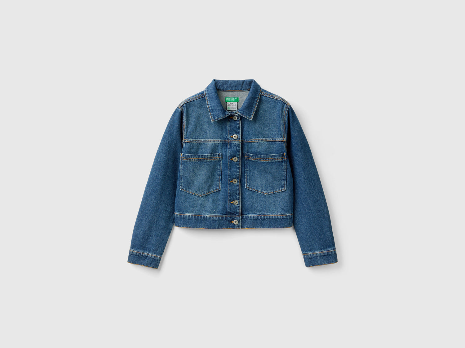 Giacca in denim con cotone riciclato da donna blu | Benetton Outlet