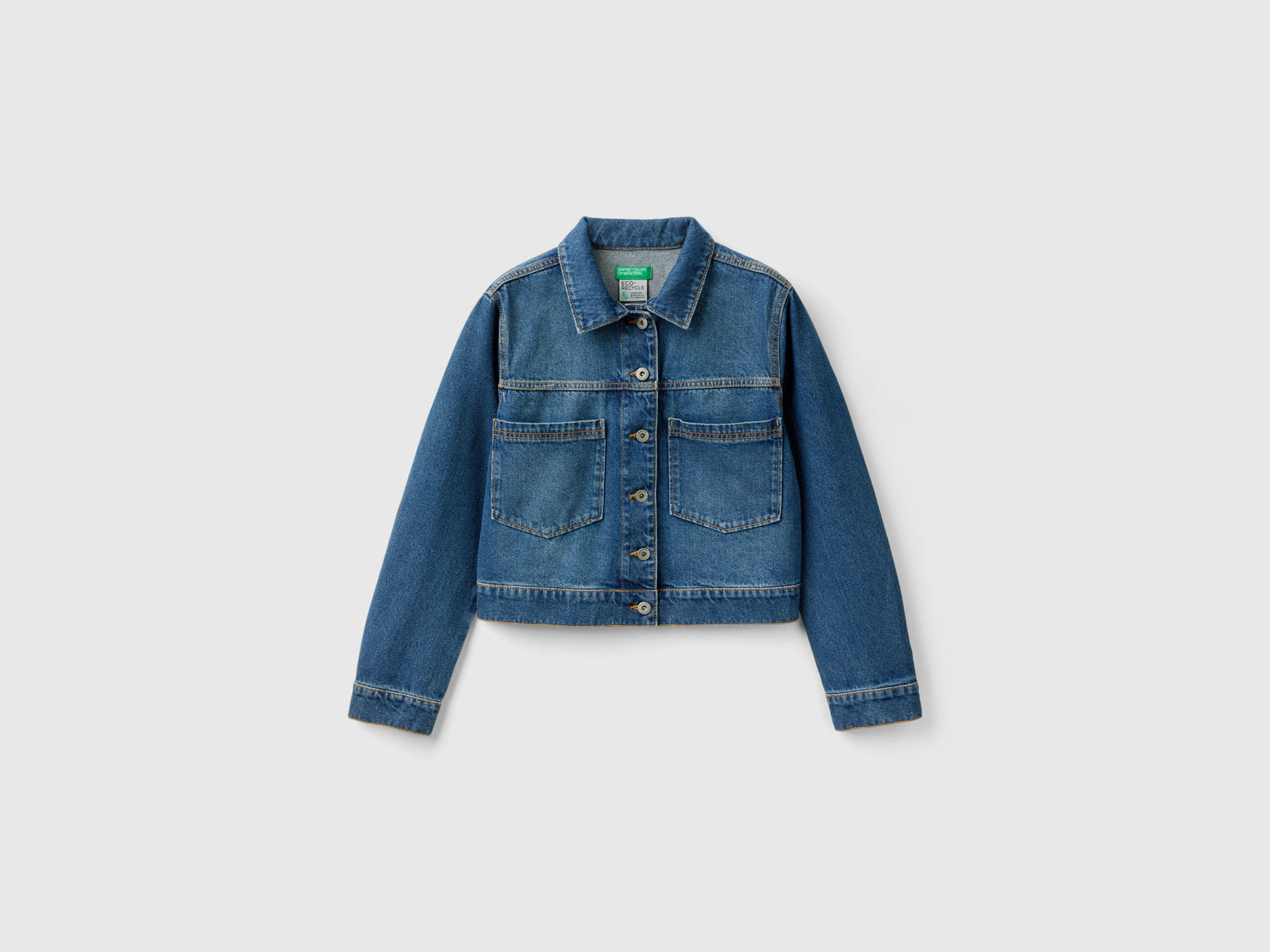 Giacca in denim con cotone riciclato da donna blu | Benetton Outlet