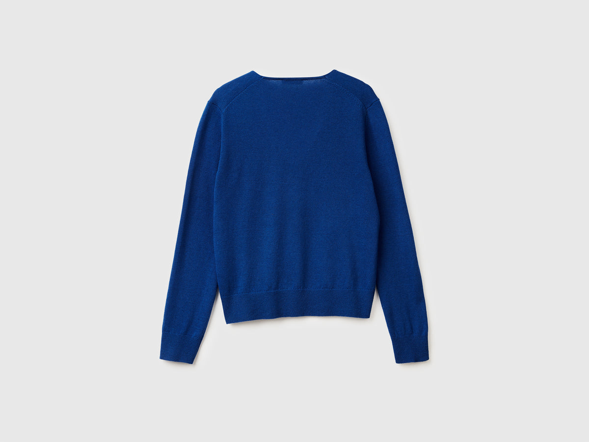 Maglione con scollo a V in pura lana Merino