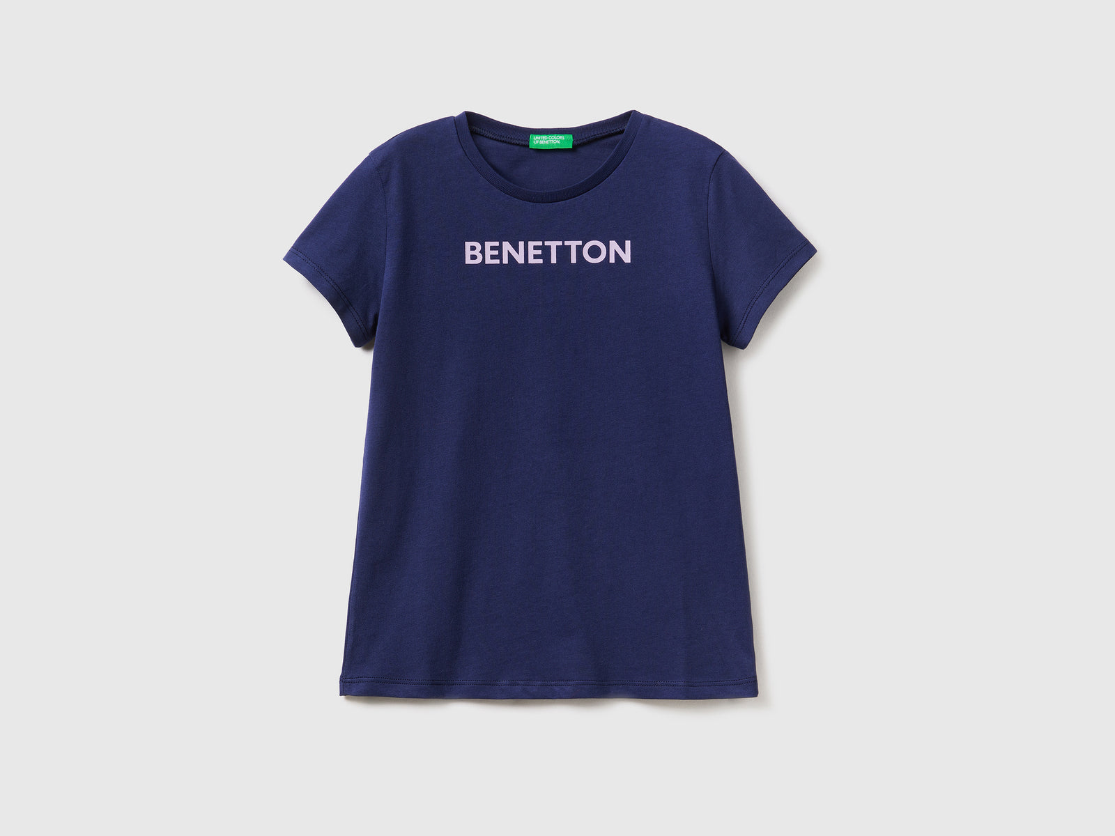 Maglietta con logo 100% cotone da bambina blu scuro | Benetton Outlet