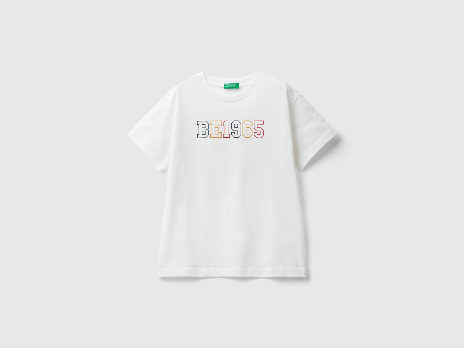 T-shirt 100% cotone bio da bambino bianco panna | Benetton Outlet