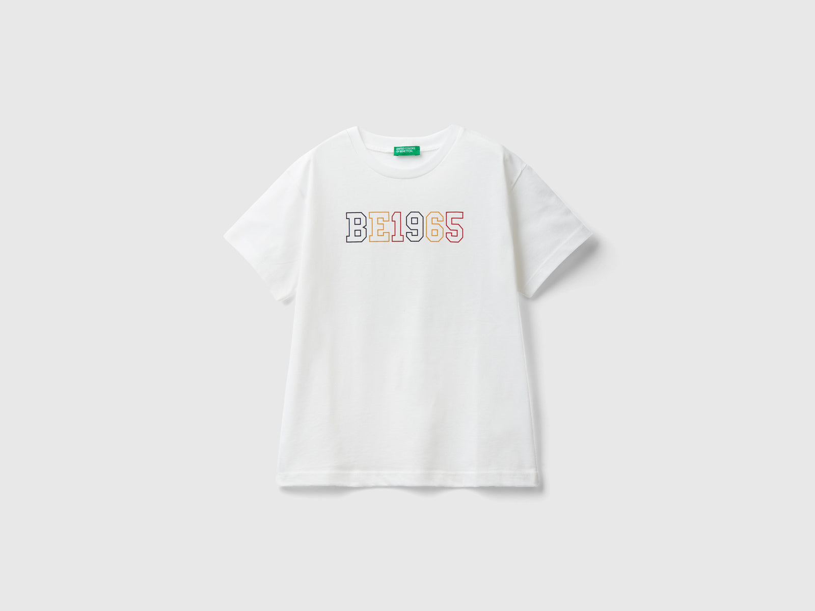 T-shirt 100% cotone bio da bambino bianco panna | Benetton Outlet