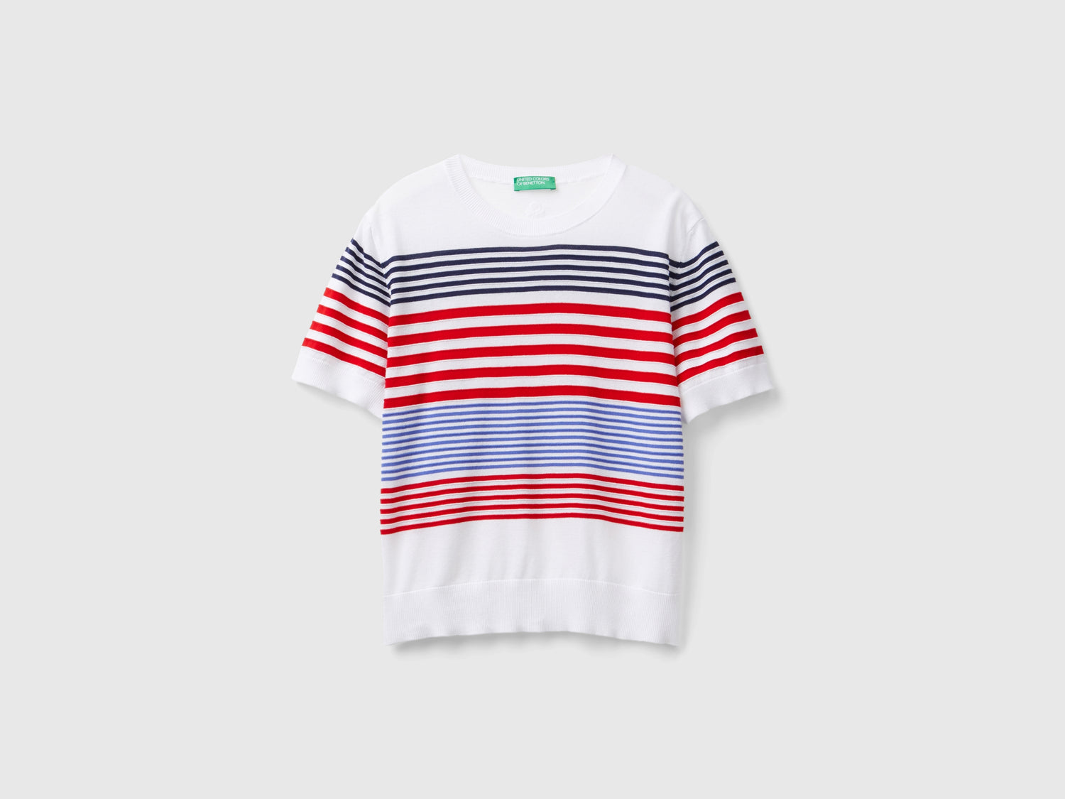 Maglia manica corta a righe da donna bianco | Benetton Outlet