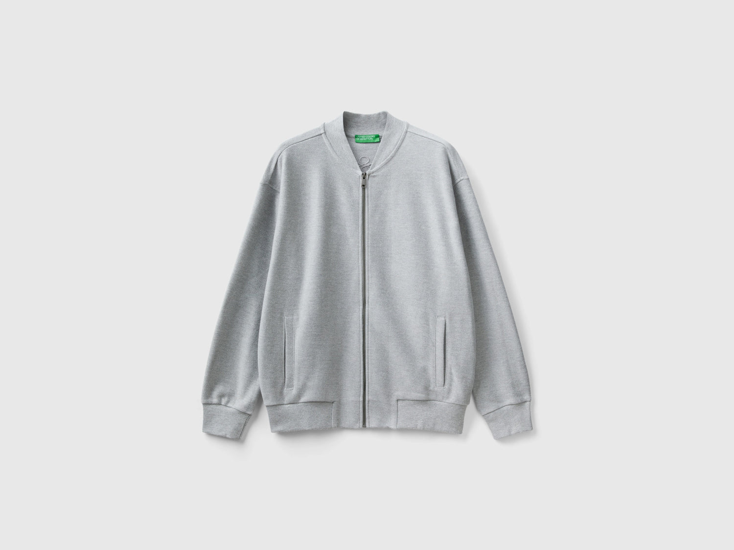 Bomber in felpa con zip da uomo grigio chiaro | Benetton Outlet