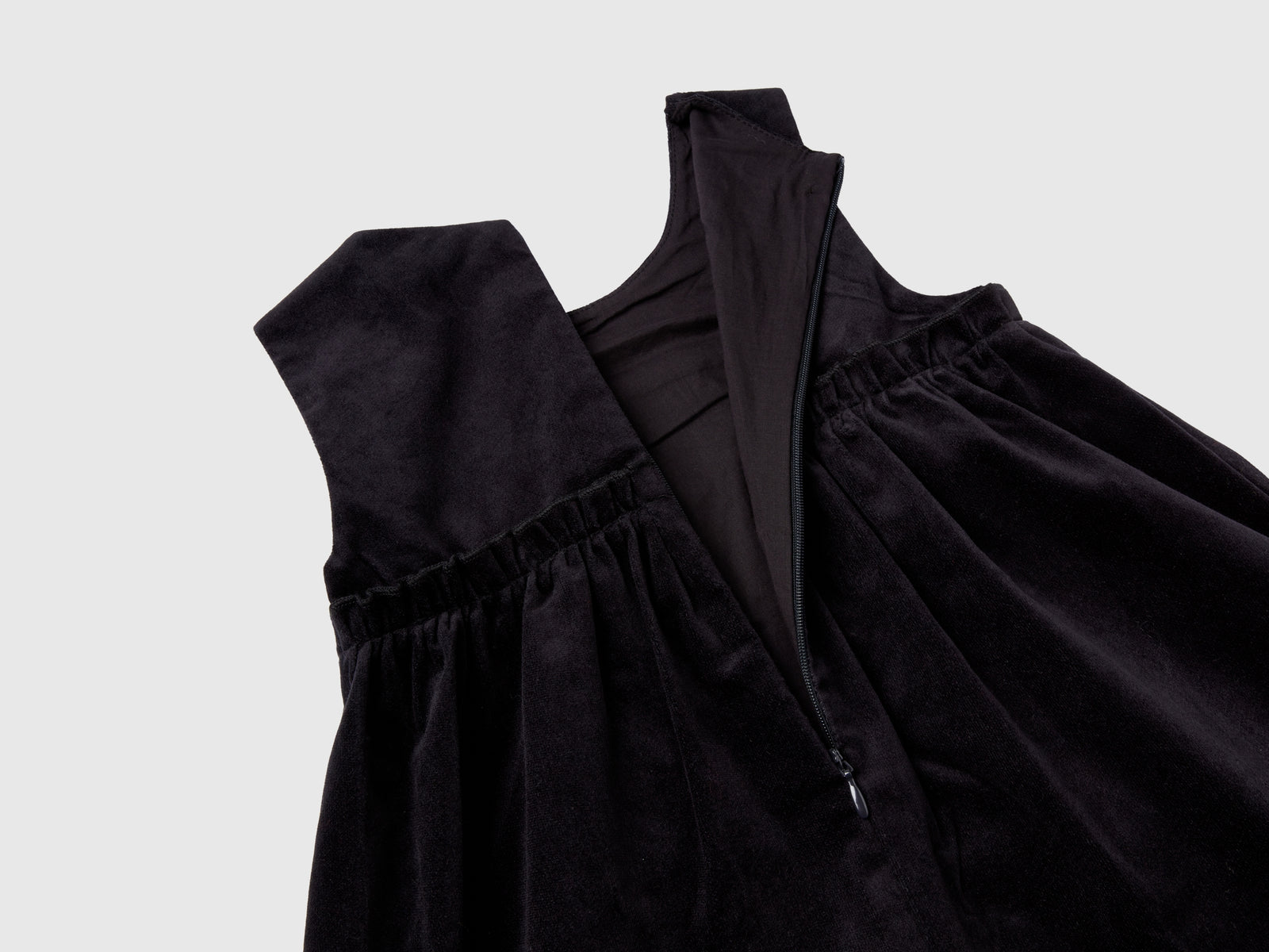 Abito in velluto liscio da bimba nero 2 | Benetton Outlet