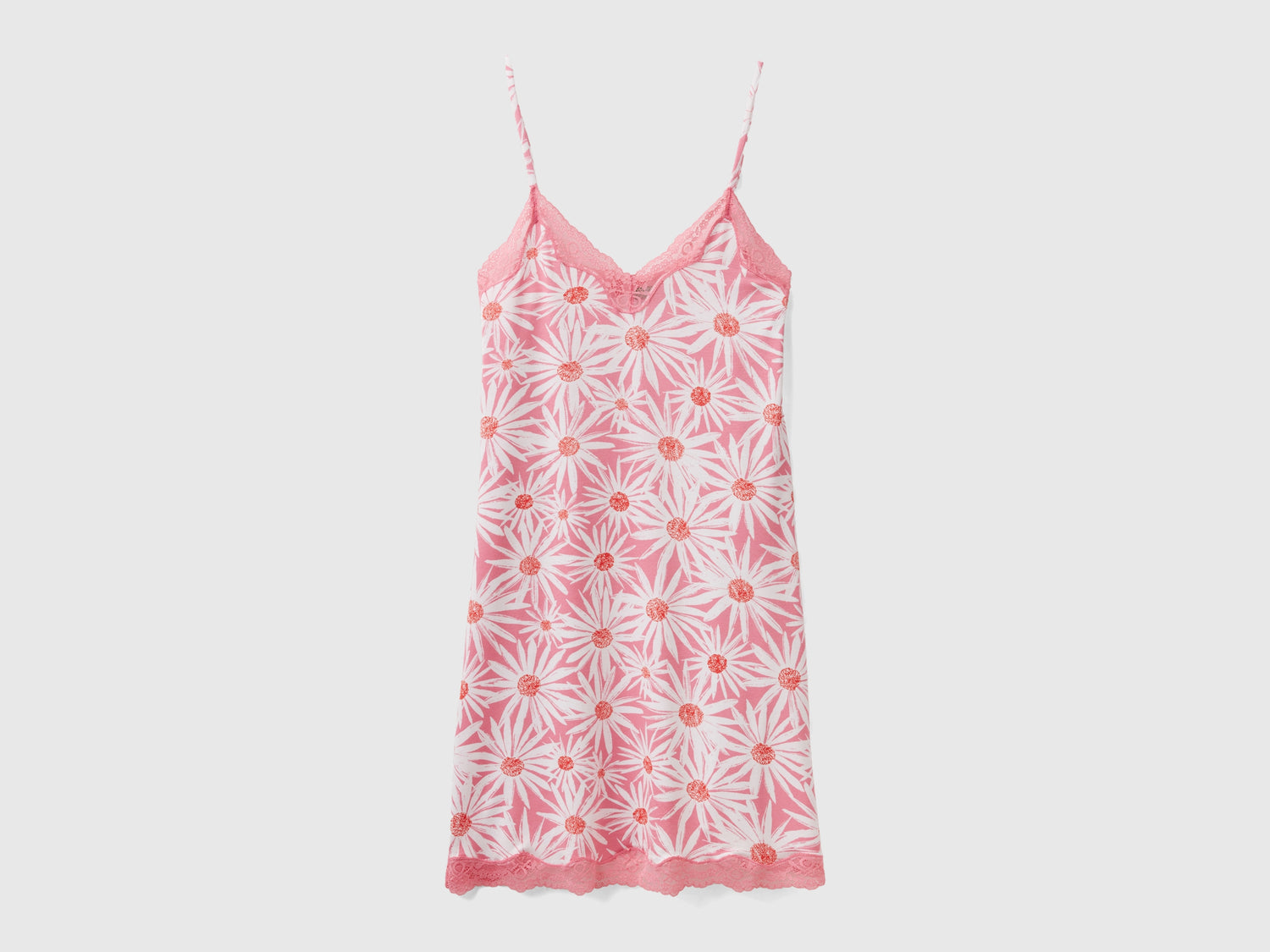 Sottoveste a fiori in viscosa stretch da donna rosa | Benetton Outlet