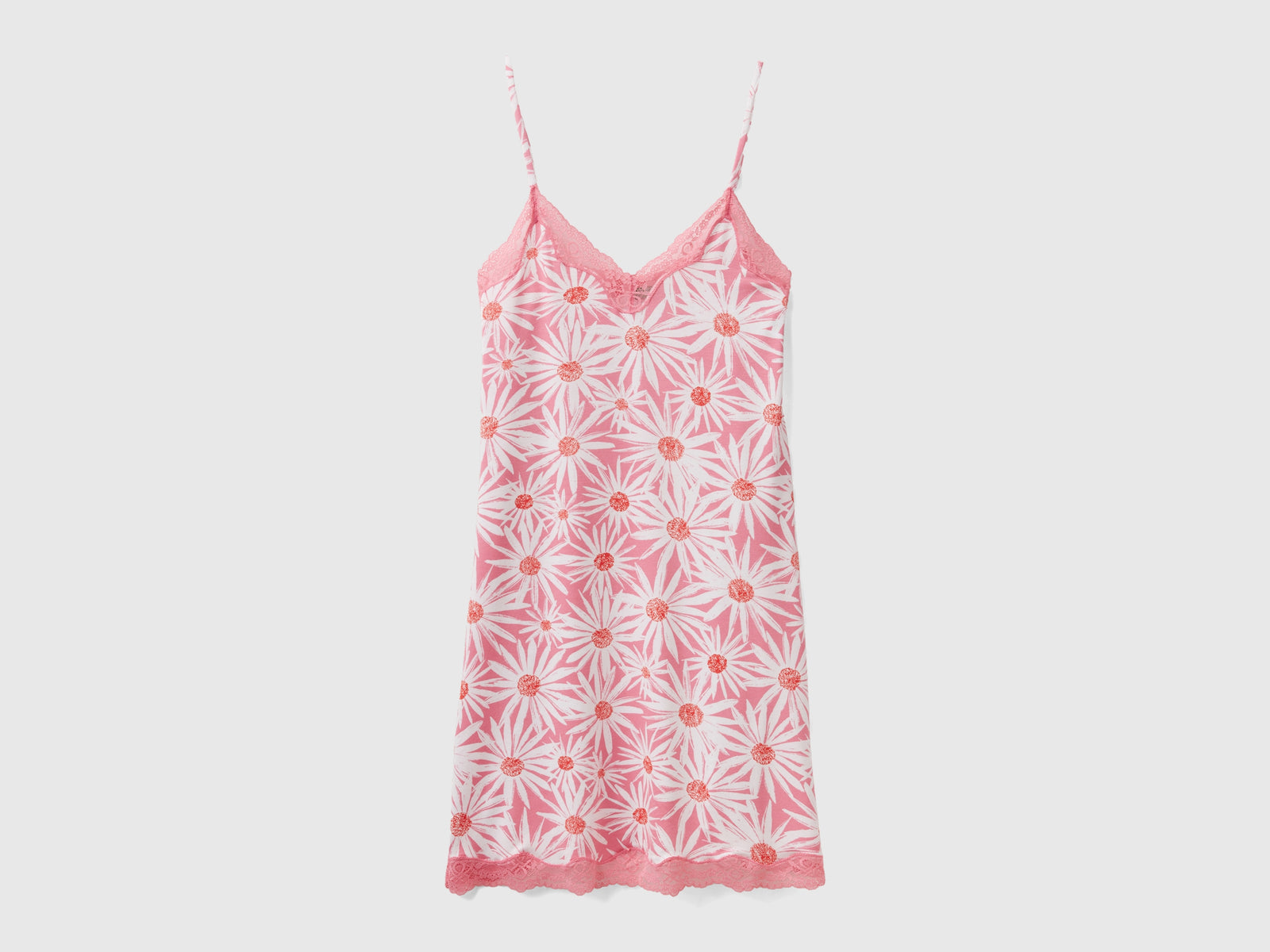 Sottoveste a fiori in viscosa stretch da donna rosa | Benetton Outlet