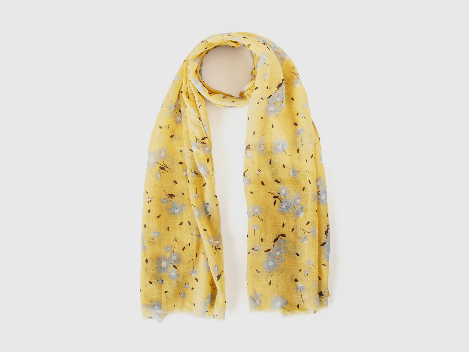 Sciarpa in misto cotone e lino da donna giallo | Benetton Outlet