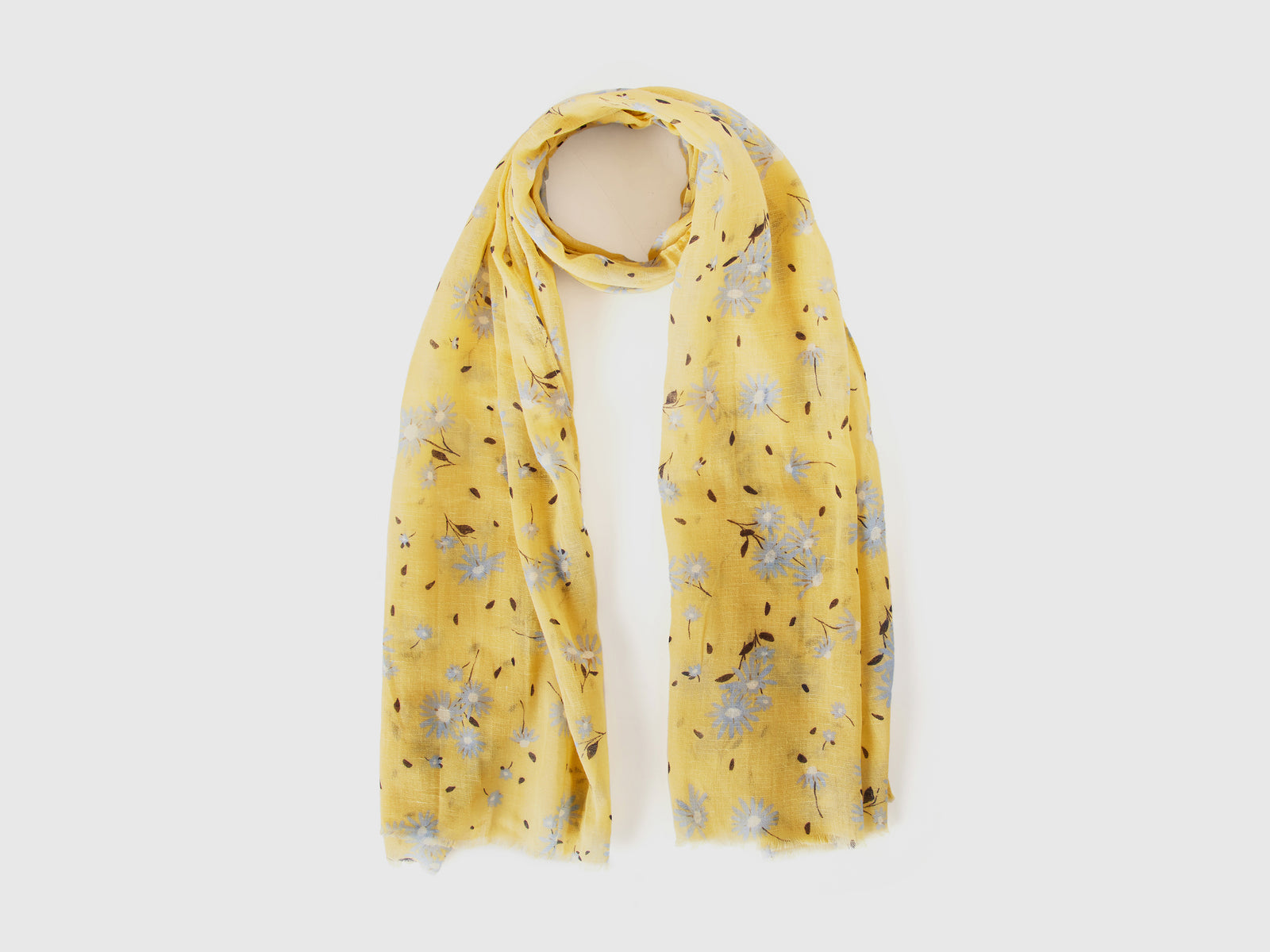 Sciarpa in misto cotone e lino da donna giallo | Benetton Outlet