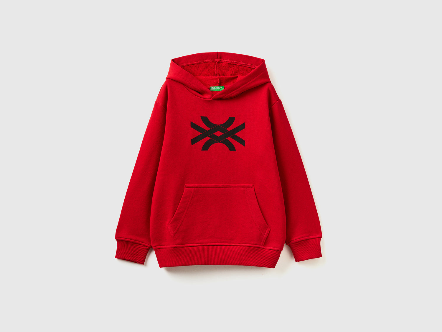 Felpa con cappuccio e logo da bambino rosso | Benetton Outlet