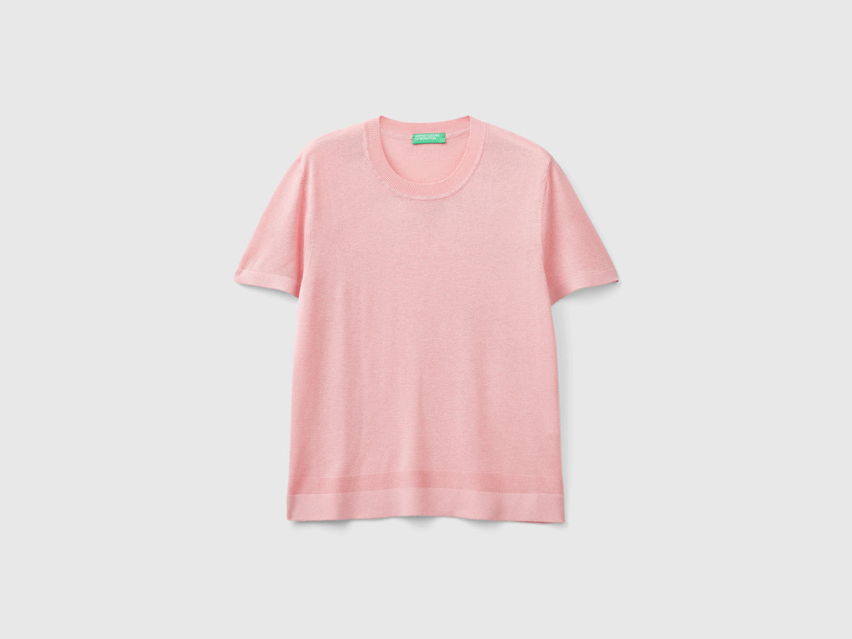 Maglia manica corta in misto seta