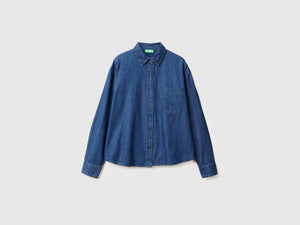 Camicia cropped in chambray