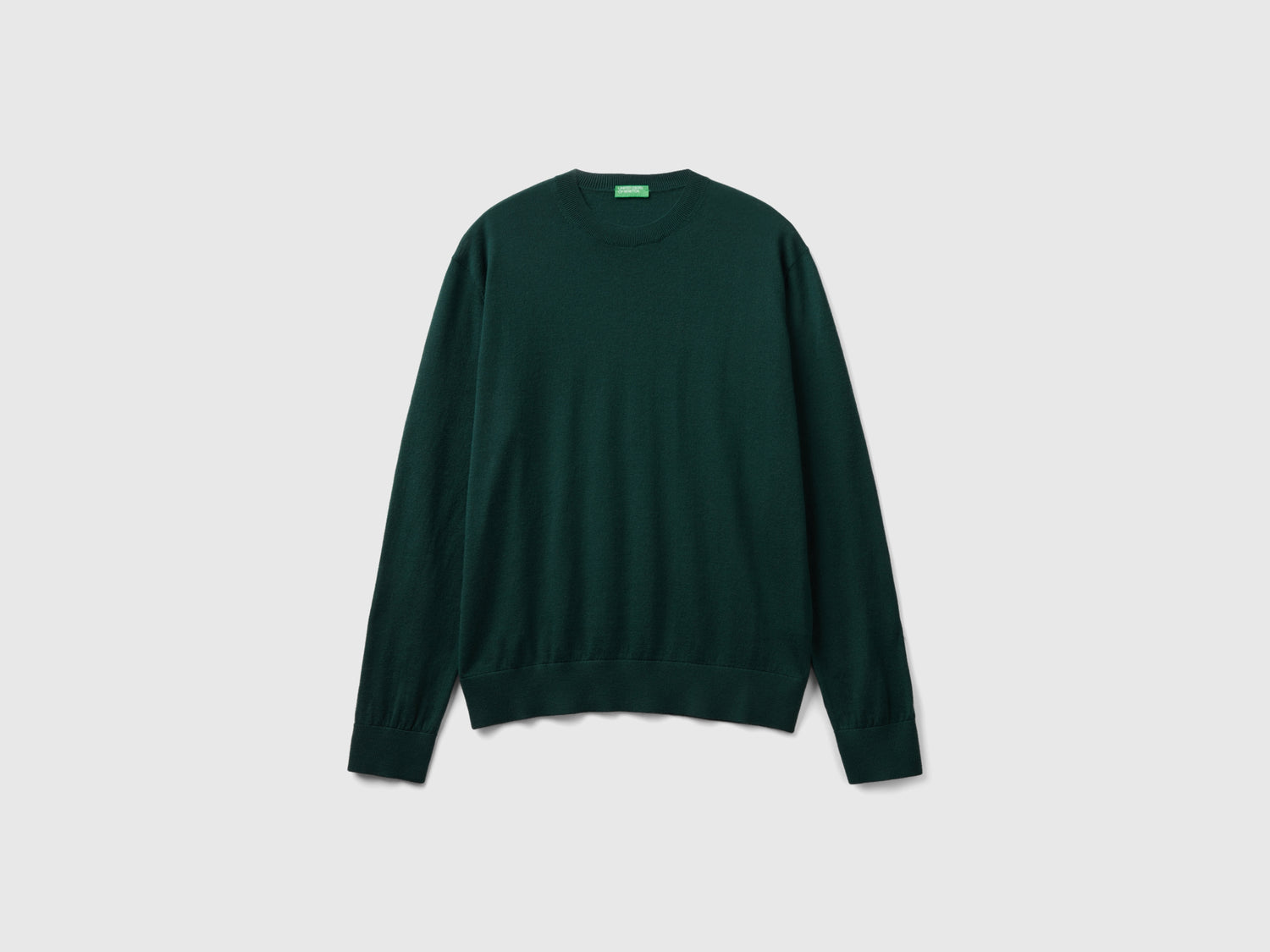 Maglia in pura lana Merino da uomo verde scuro | Benetton Outlet