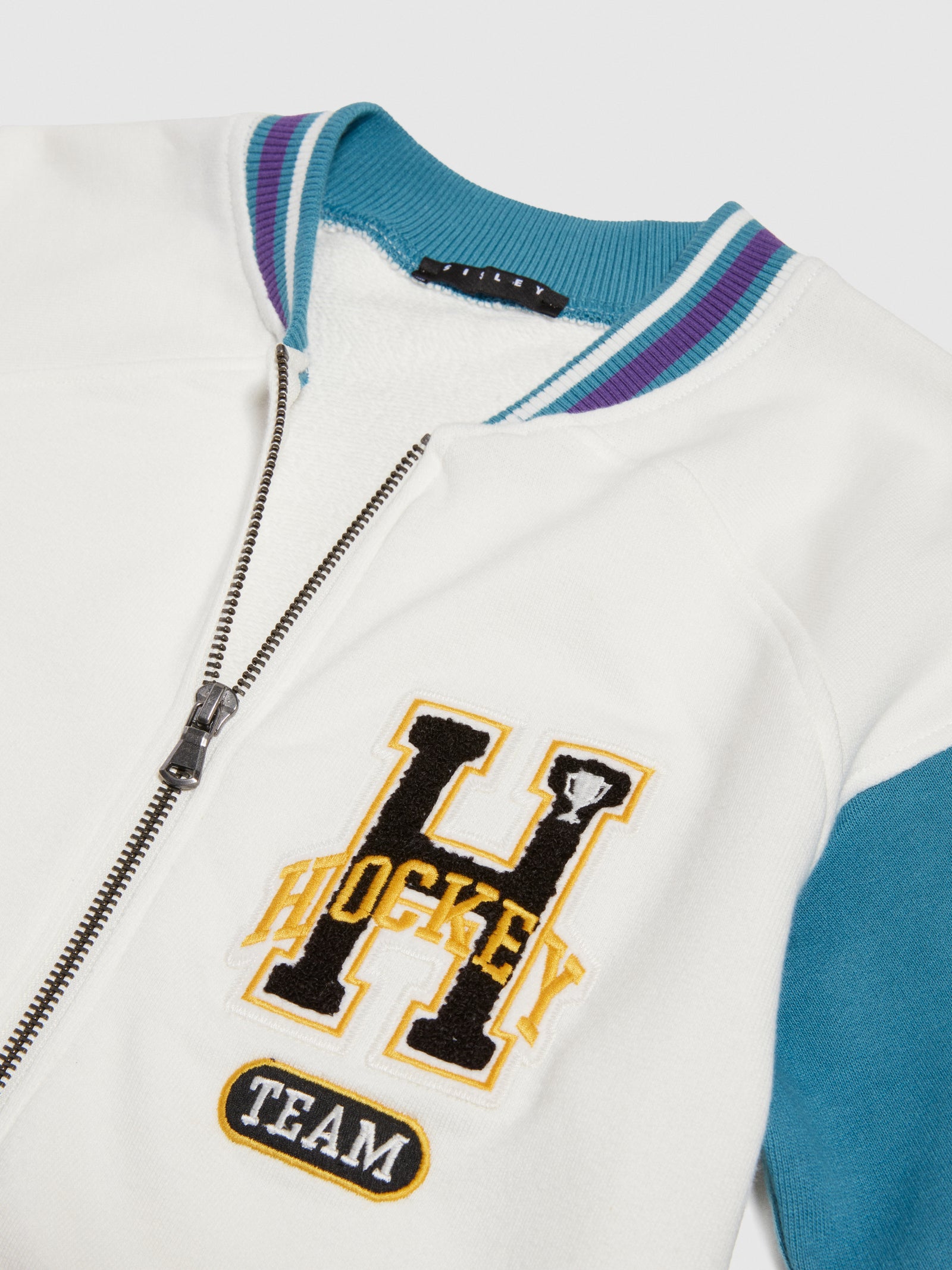 Bomber in felpa con color block da bambino bianco 3 | Sisley young Outlet