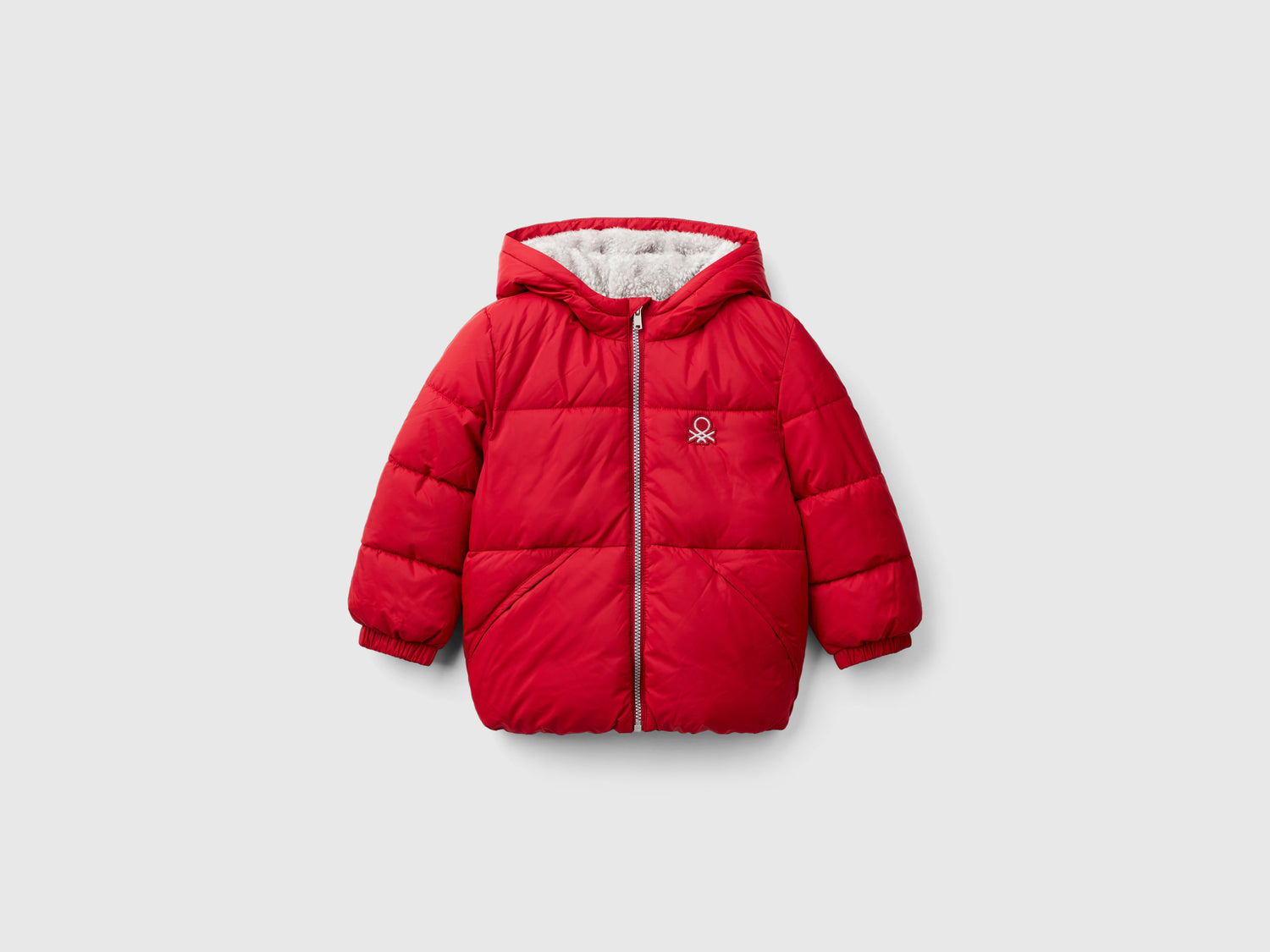 Giubbotto con interno orsetto da bimbo rosso | Benetton Outlet