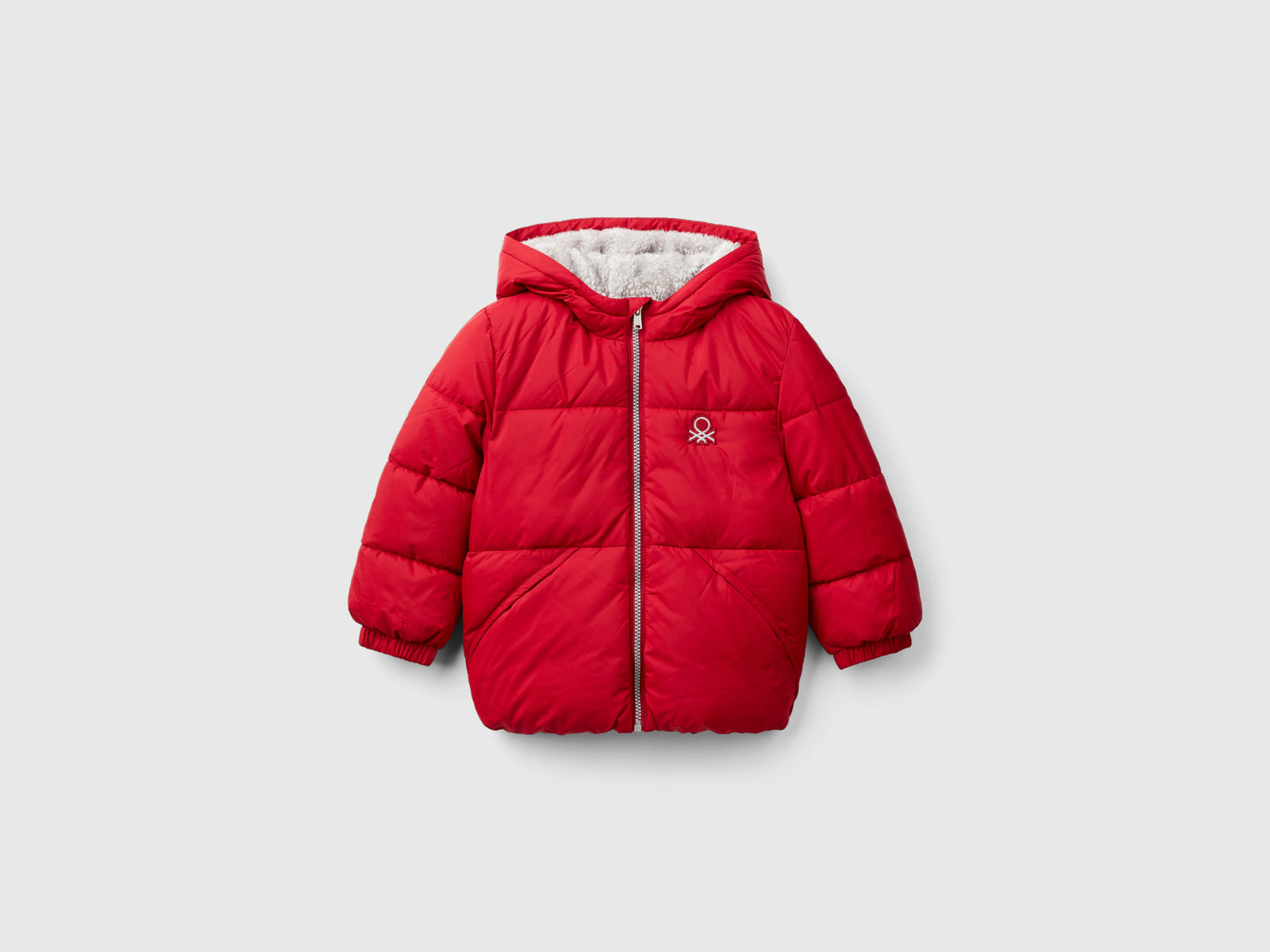 Giubbotto con interno orsetto da bimbo rosso | Benetton Outlet