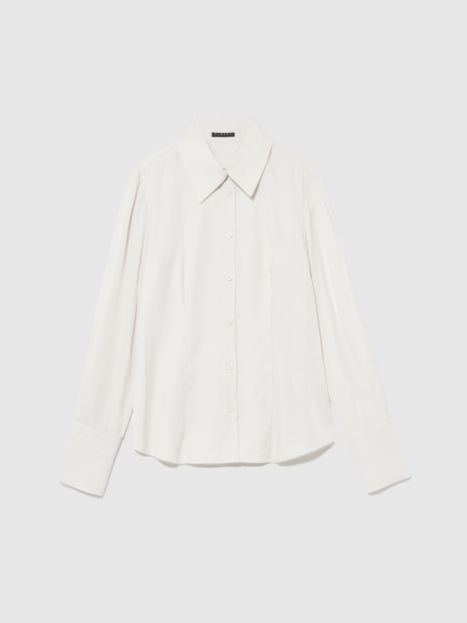 Camicia slim fit in satin da donna bianco panna | Sisley Outlet