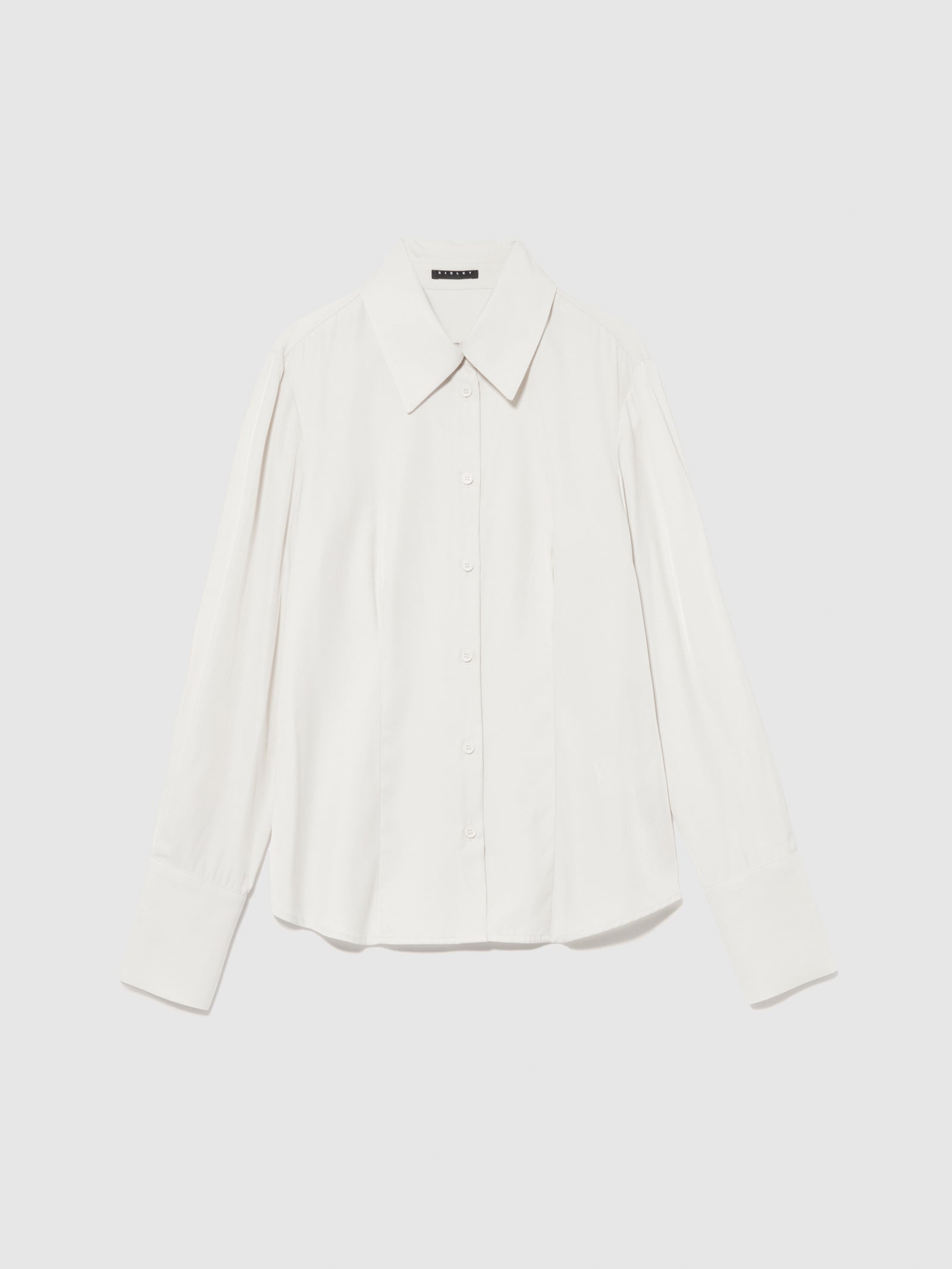 Camicia slim fit in satin da donna bianco panna | Sisley Outlet